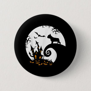 Funny French Bulldog And Moon Halloween Costume 6 Cm Round Badge