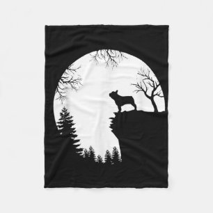Funny French Bulldog And Moon Halloween Dog Lover Fleece Blanket