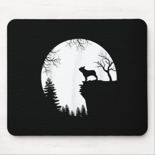 Funny French Bulldog And Moon Halloween Dog Lover  Mouse Pad