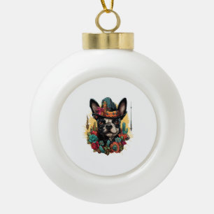 Funny French Bulldog Art Classic T-Shirt Ceramic Ball Christmas Ornament