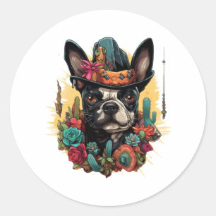 Funny French Bulldog Art Classic T-Shirt Round Sticker