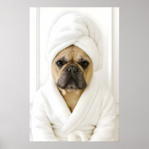 Funny French Bulldog Bathroom Print, Frenchie In Poster