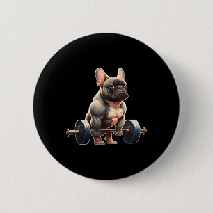 Funny French Bulldog Bodybuilding Gym Frenchie Wei 6 Cm Round Badge