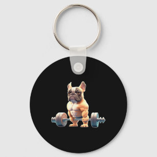 Funny French Bulldog Bodybuilding Gym Frenchie Wei Key Ring