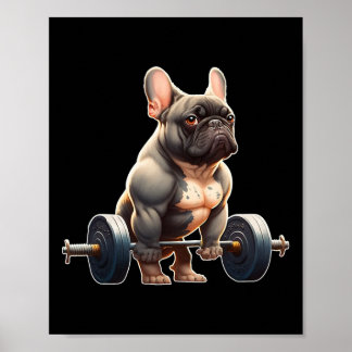 Funny French Bulldog Bodybuilding Gym Frenchie Wei Poster