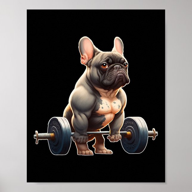 Funny French Bulldog Bodybuilding Gym Frenchie Wei Poster (Front)