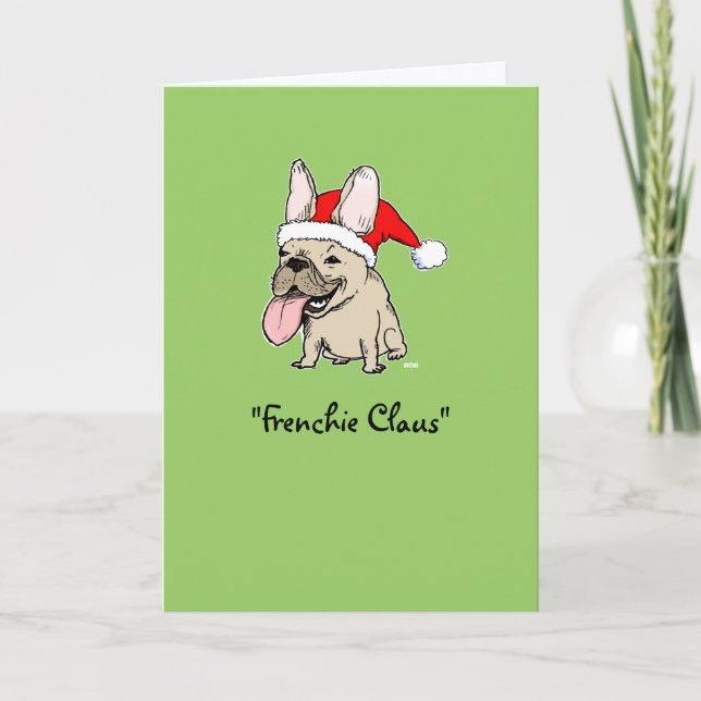 Funny French Bulldog Christmas Cute Frenchie Santa Holiday Card (Front)
