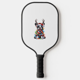 Funny French Bulldog Christmas Light Santa Hat Rei Pickleball Paddle