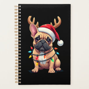 Funny French Bulldog Christmas Light Santa Hat Rei Planner