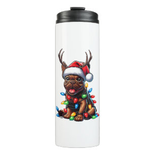 Funny French Bulldog Christmas Light Santa Hat Rei Thermal Tumbler