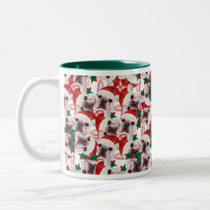 Funny French Bulldog Christmas Pattern Two-Tone Coffee Mug