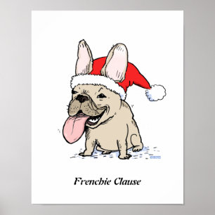 Funny French Bulldog Christmas Santa Dog Poster
