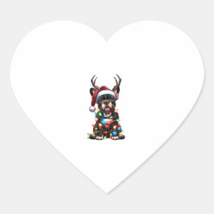 Funny French Bulldog Christmas Santa Hat Light Rei Heart Sticker