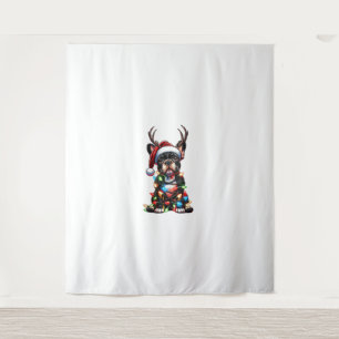 Funny French Bulldog Christmas Santa Hat Light Rei Tapestry