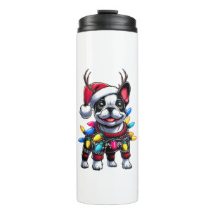 Funny French Bulldog Christmas Santa Hat Light Rei Thermal Tumbler