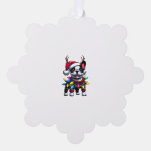 Funny French Bulldog Christmas Santa Hat Light Rei Tree Decoration Card