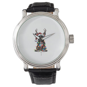 Funny French Bulldog Christmas Santa Hat Light Rei Watch