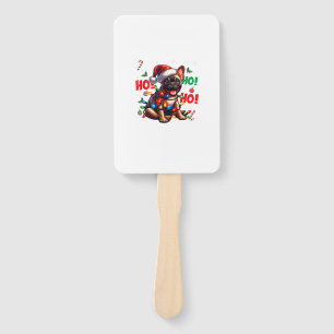 Funny French Bulldog Christmas Santa Hat Lights HO Hand Fan