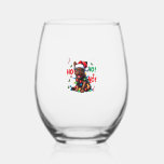 Funny French Bulldog Christmas Santa Hat Lights HO Stemless Wine Glass<br><div class="desc">Funny French Bulldog Christmas Santa Hat Lights HO HO HO _3</div>