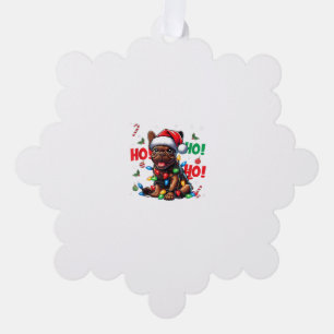 Funny French Bulldog Christmas Santa Hat Lights HO Tree Decoration Card