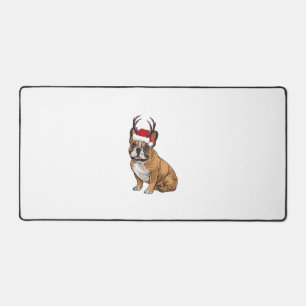Funny French Bulldog Christmas Santa Hat Reindeer  Desk Mat