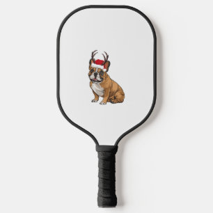 Funny French Bulldog Christmas Santa Hat Reindeer  Pickleball Paddle