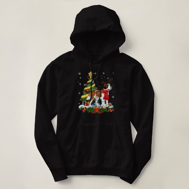 Funny French Bulldog Christmas Tree Light Pajama D Hoodie (Design Front)