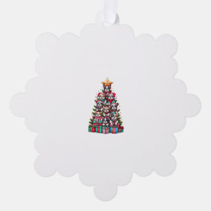 Funny French Bulldog Christmas Tree Santa Hat Snow Decoration Card