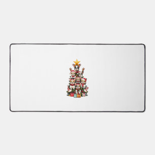 Funny French Bulldog Christmas Tree Santa Hat Snow Desk Mat