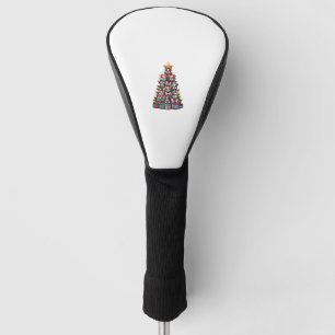 Funny French Bulldog Christmas Tree Santa Hat Snow Golf Head Cover
