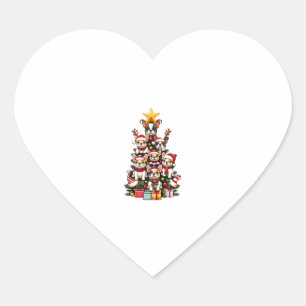 Funny French Bulldog Christmas Tree Santa Hat Snow Heart Sticker