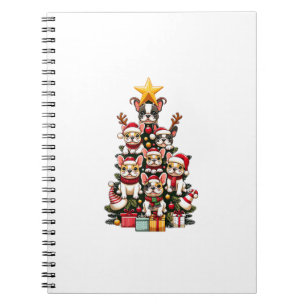 Funny French Bulldog Christmas Tree Santa Hat Snow Notebook