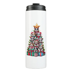 Funny French Bulldog Christmas Tree Santa Hat Snow Thermal Tumbler
