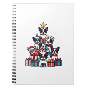 Funny French Bulldog Christmas Tree Snowflakes San Notebook