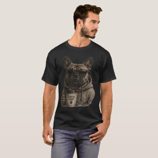 Funny French Bulldog Coffee Lover Vintage Dog T-Sh T-Shirt