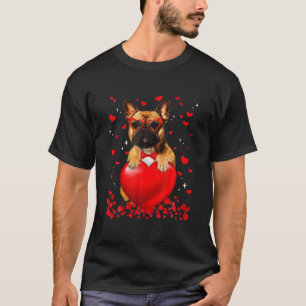 Funny French Bulldog Dog Heart Valentine Dog Lover T-Shirt