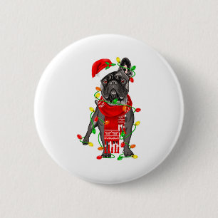 Funny French Bulldog Dog Tree Christmas Lights Xma 6 Cm Round Badge