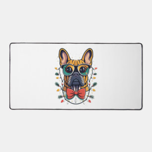 Funny French Bulldog Dog Tree Christmas Lights Xma Desk Mat
