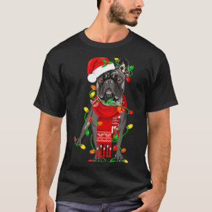 Funny French Bulldog Dog Tree Christmas Lights Xma T-Shirt