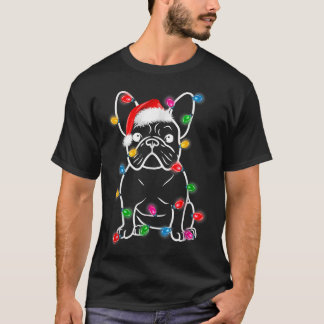 Funny French Bulldog Dog Tree Christmas Lights Xma T-Shirt