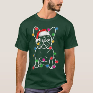 Funny French Bulldog Dog Tree Christmas Lights Xma T-Shirt