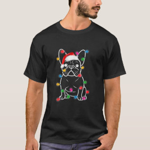 Funny French Bulldog Dog Tree Christmas Lights Xma T-Shirt