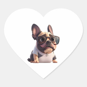 funny French Bulldog!  Essential T-Shirt Heart Sticker