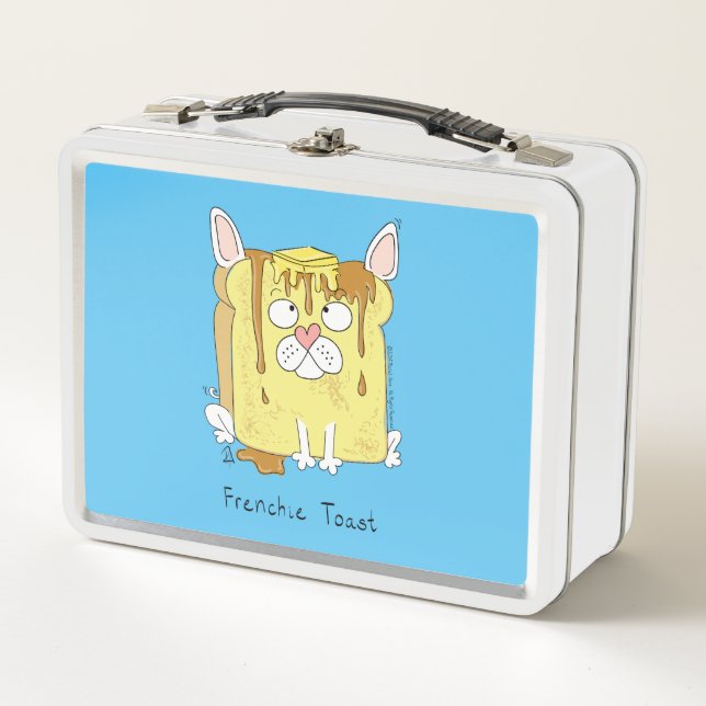 Funny French Bulldog Frenchie Cute Dog Cartoon Metal Lunch Box (Front)