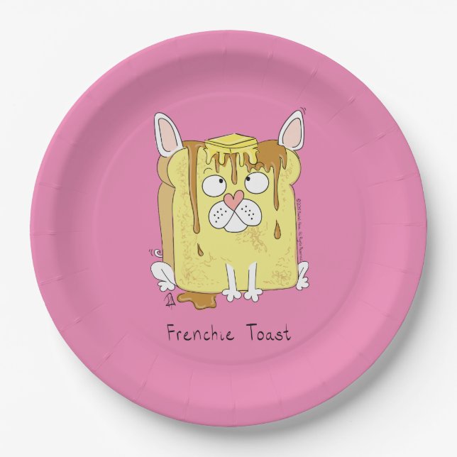 Funny French Bulldog Frenchie Cute Dog Cartoon Paper Plate (Front)