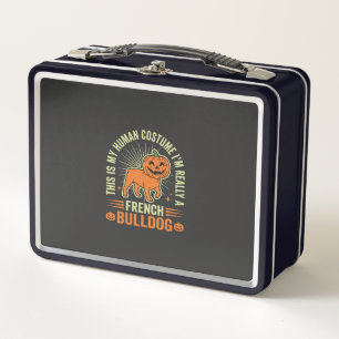 Funny French Bulldog Halloween Human Costume Desig Metal Lunch Box