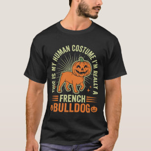 Funny French Bulldog Halloween Human Costume Desig T-Shirt