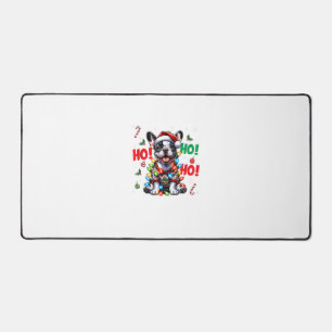 Funny French Bulldog HO HO HO Christmas Santa Hat Desk Mat