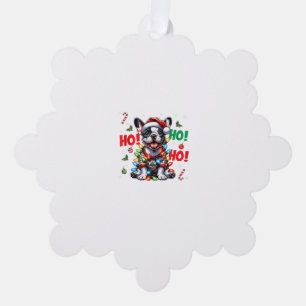 Funny French Bulldog HO HO HO Christmas Santa Hat Tree Decoration Card