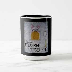 Funny French Bulldog In Toilet Dog Lover Gifts Two-Tone Coffee Mug